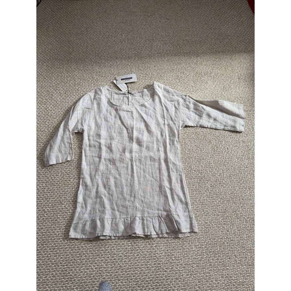 lungo l'arno‎ linen top Sand Flax NWT Minamalist Tunic Blouse Cottage Country S